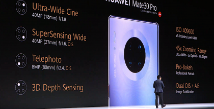 Huawei Mate 30 Prossa neljä takakameraa.