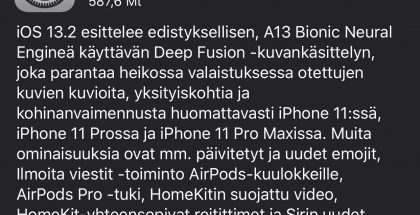 iOS 13.2 on nyt ladattavissa.