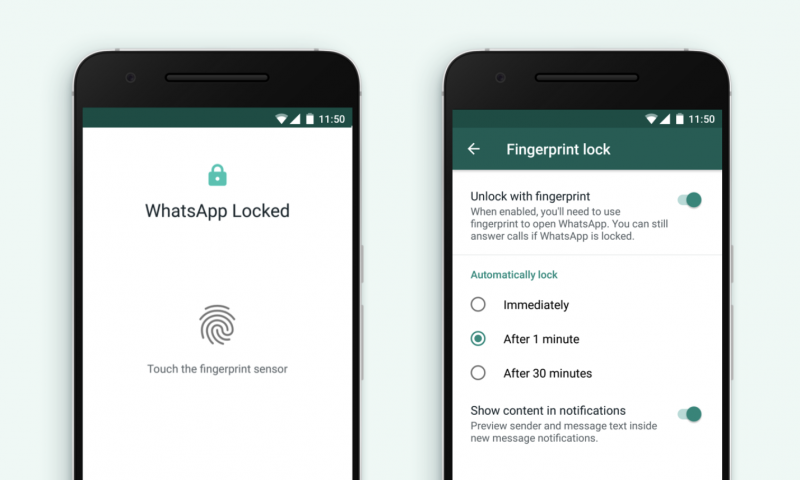 WhatsAppin Android-sovelluksen voi nyt asettaa sormenjäljellä suojatuksi.