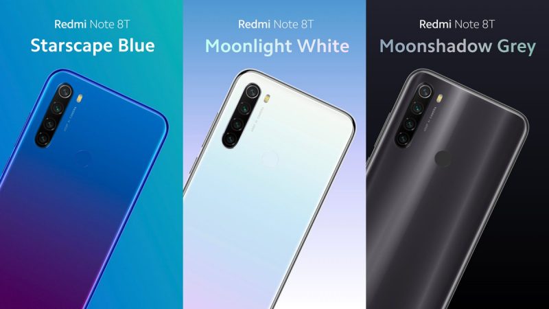 Redmi Note 8T:n värivaihtoehdot.