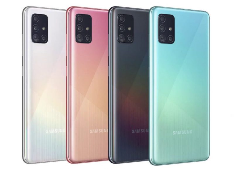 Samsung Galaxy A51:n värivaihtoehdot.