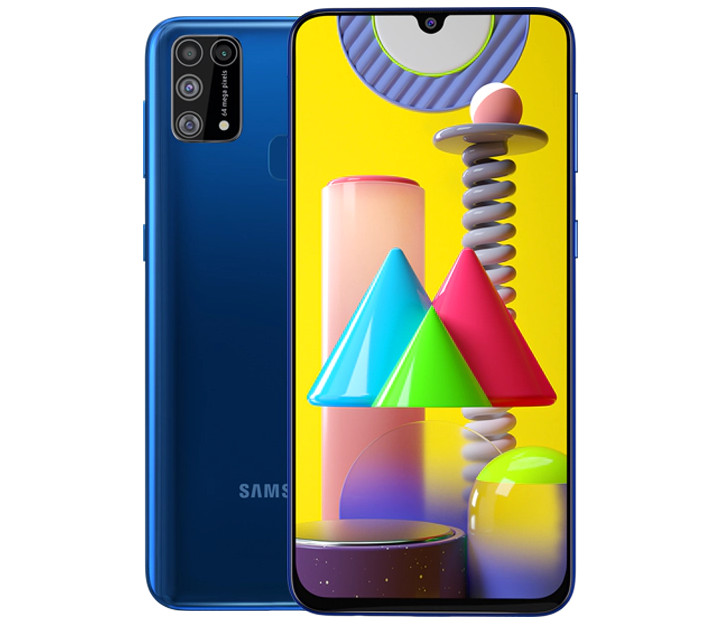 Samsung Galaxy M31 sinisenä.