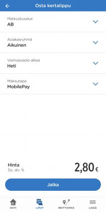 MobilePay toimii nyt maksutapana HSL-sovelluksessa.