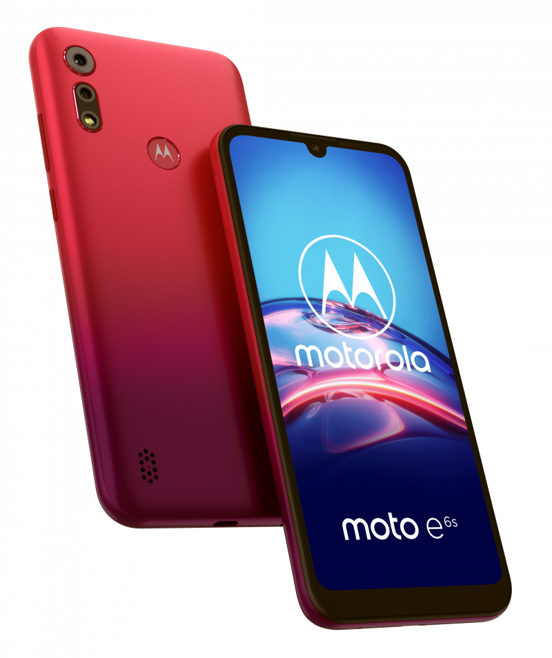 Motorola Moto E6s Sunrise Red -värissä.