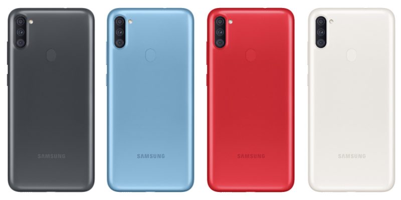 Samsung Galaxy A11:n värivaihtoehdot.