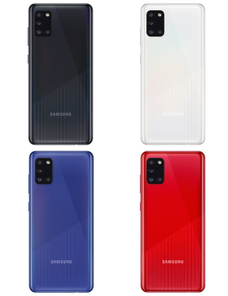 Samsung Galaxy A31:n värivaihtoehdot.