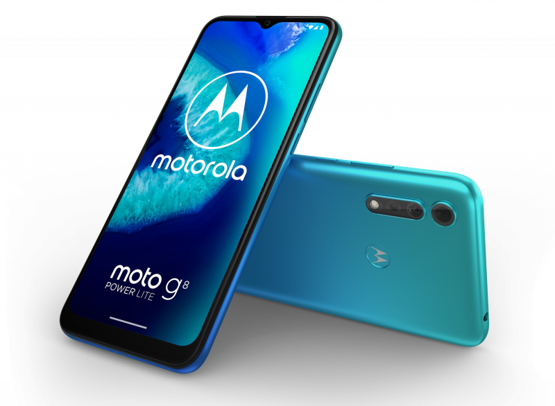 Motorola Moto G8 Power Lite Arctic Blue -värinä.