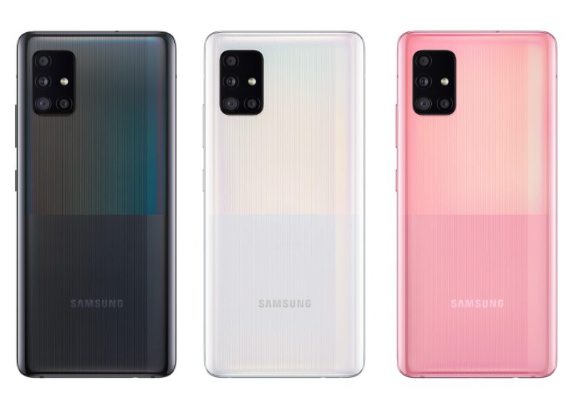 Samsung Galaxy A51 5G:n eri värivaihtoehdot.