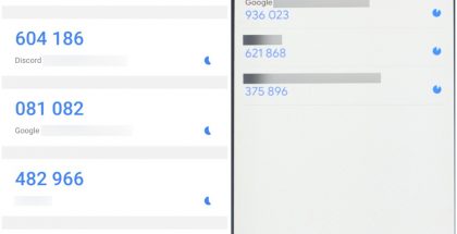 Google Authenticator, vasemmalla ennen ja oikealla jälkeen päivityksen. Kuva: Android Police.