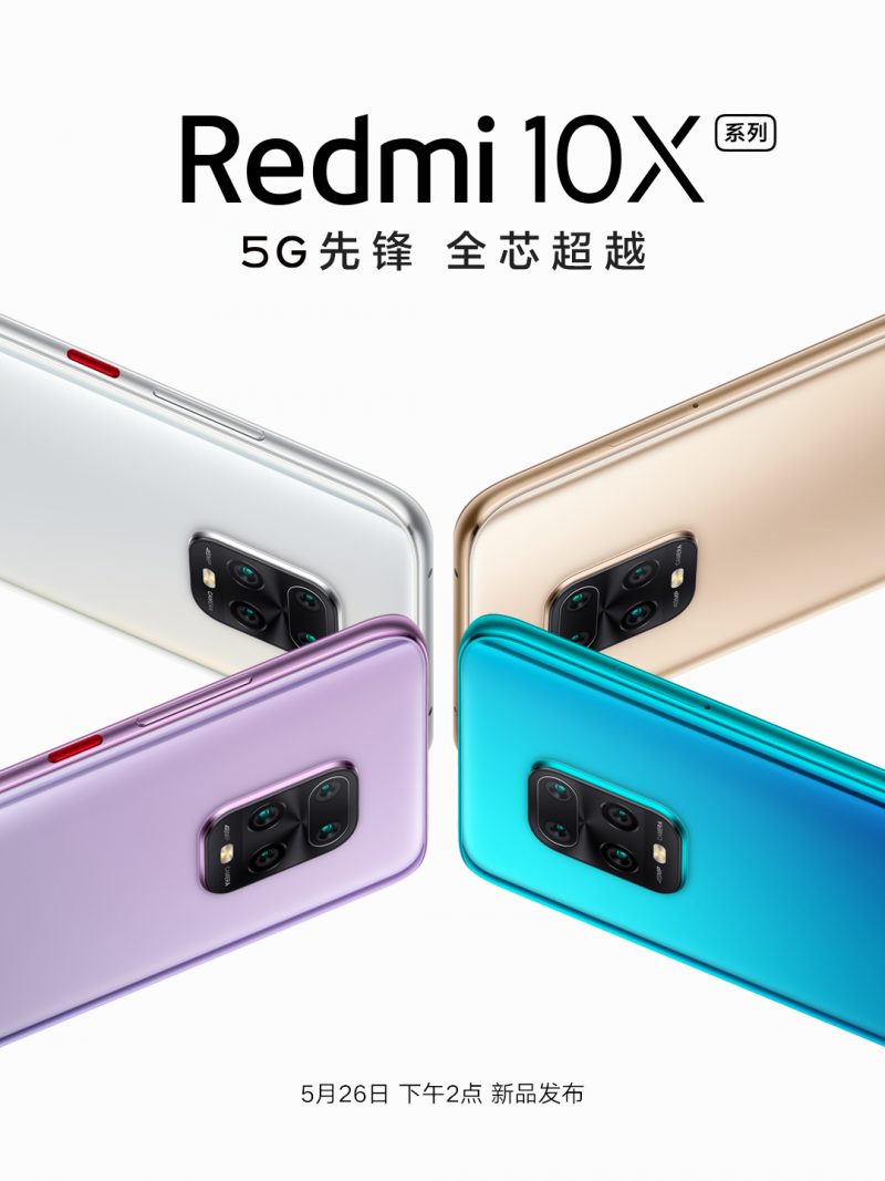 Redmi 10X -sarjan älypuhelin eri väreissä.