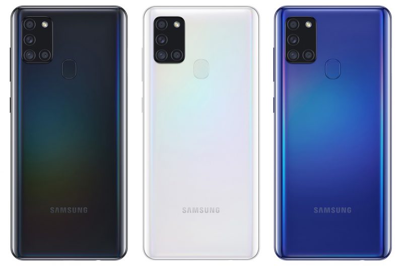 Samsung Galaxy A21s:n värivaihtoehdot Suomessa.