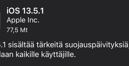iOS 13.5.1 -päivityksen tiedot.