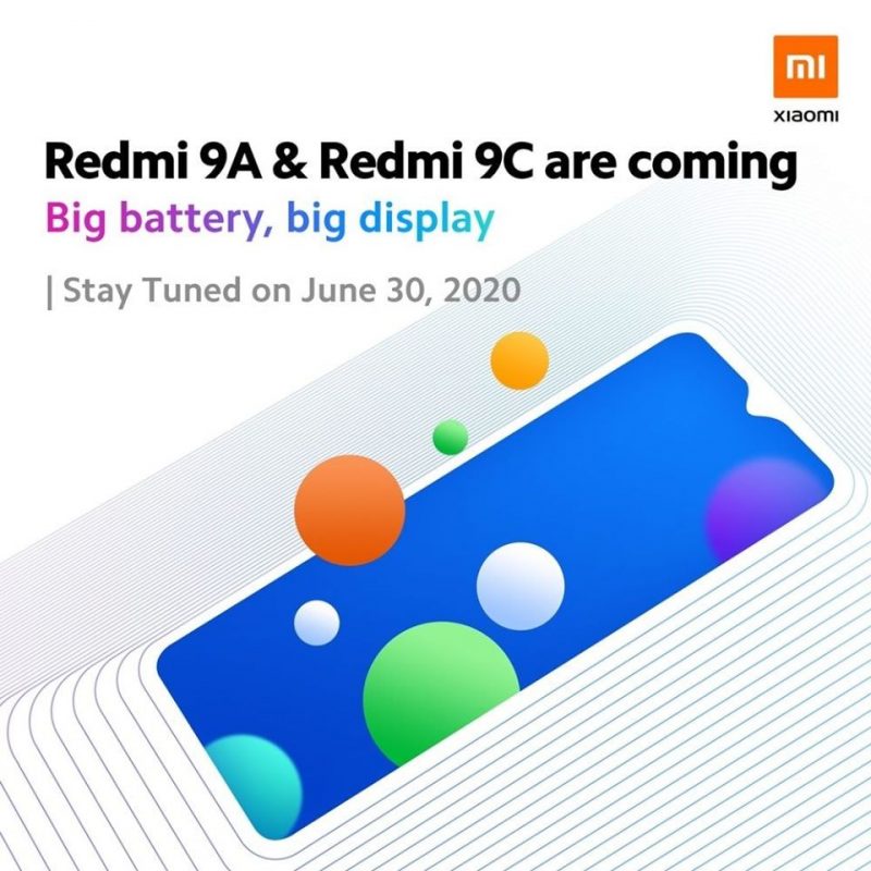 Redmi 9A ja 9C julkistetaan 30. kesäkuuta.