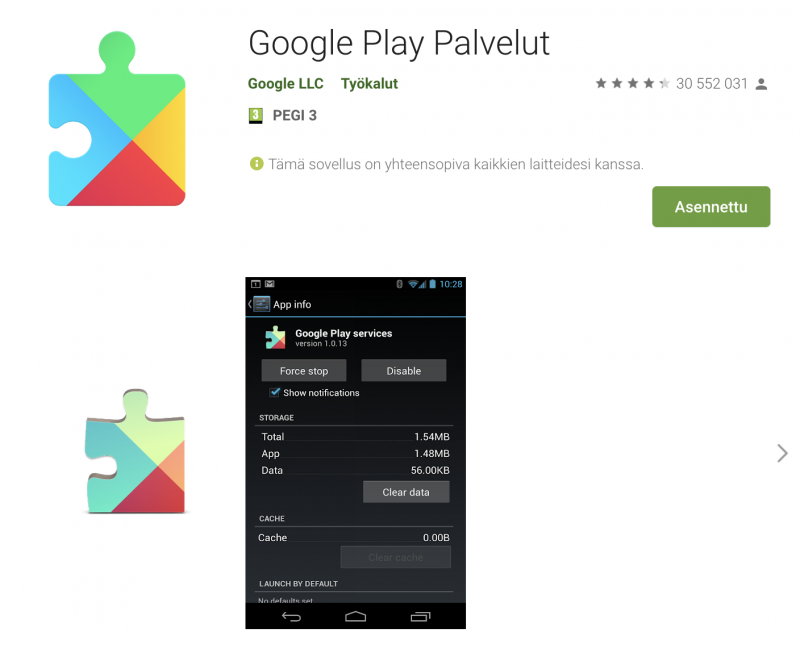 Google Play Palvelut Play-kaupassa.