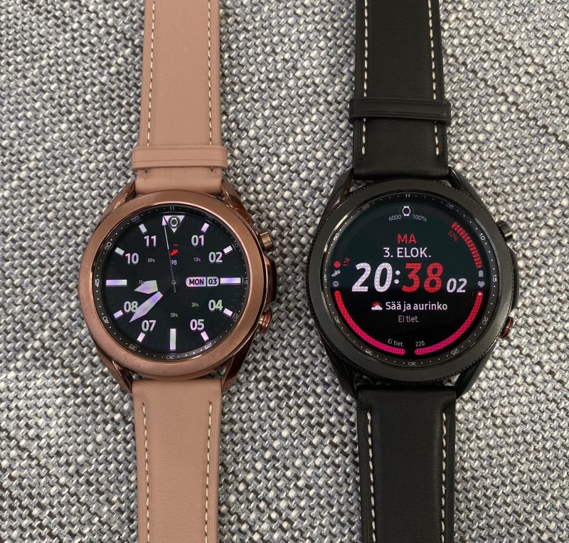 Samsung Galaxy Watch3:n kaksi kokoversiota - halkaisijaltaan 41 ja 45 millimetriä.