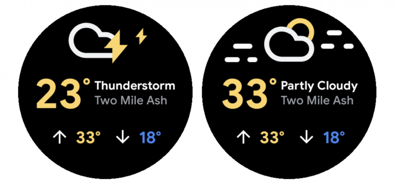 Wear OS:n uusi sääsovellus.