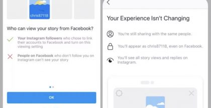Instagram-tarinat voivat näkyä testissä myös Facebookin kautta, jos tätä ei estä. Kuvat: Twitter-käyttäjä ec_wife.