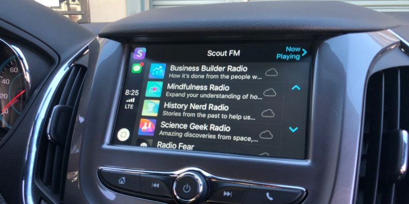 Scout FM Applen CarPlay-näkymässä.