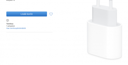 Applen erikseen myymän 20 watin laturin hinta on 25 euroa sen omassa verkkokaupassa.
