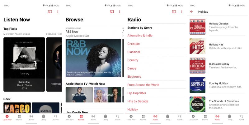 Apple Music 3.4 -sovellus Androidille. Kuvat: 9to5Google.