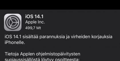 iOS 14.1 on nyt ladattavissa.