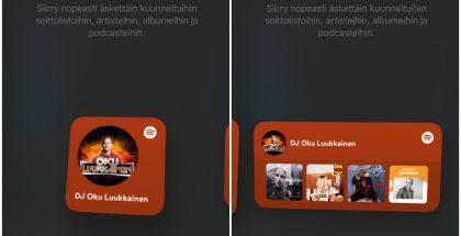 Spotify tarjoaa kaksi erilaista widget-kokovaihtoehtoa.