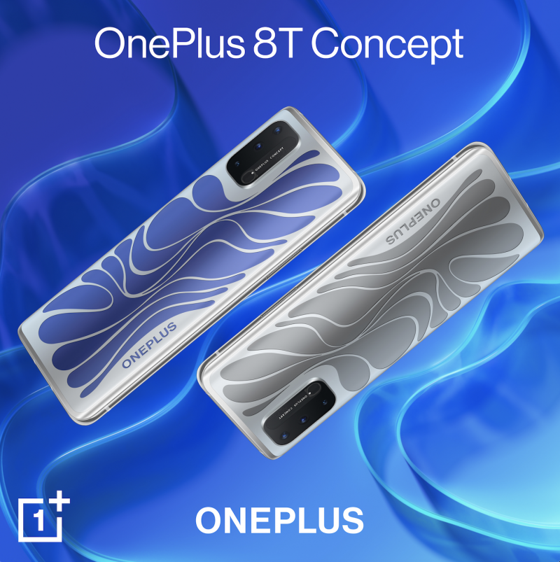 OnePlus 8T Concept voi vaihtaa takapintansa kuvioinnin väriä.