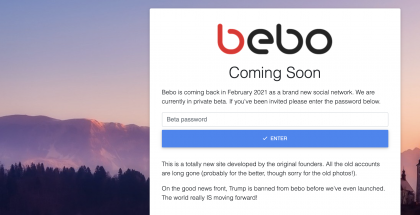 Bebo.comissa kerrotaan paluusta helmikuussa 2021.