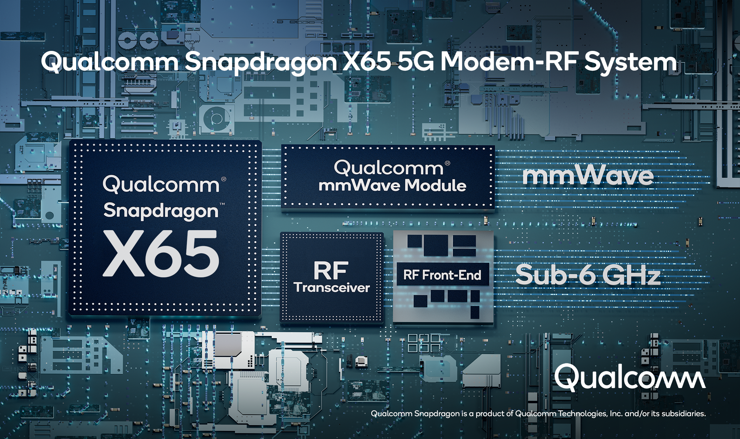 Snapdragon X65 5G -modeemi- ja RF-ratkaisu vie Qualcommin yli 10 Gbit/s -tiedonsiirtonopeuteen.