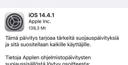 iOS 14.4.1 on ladattavissa.