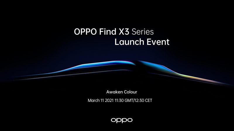 Oppo Find X3 -sarjan älypuhelimet julkistetaan 11. maaliskuuta.