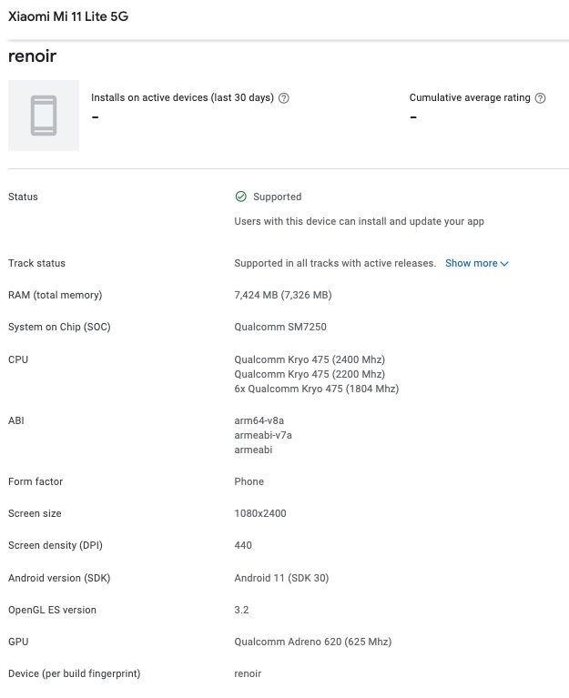 Xiaomi Mi 11 Lite 5G Google Play Consolessa.
