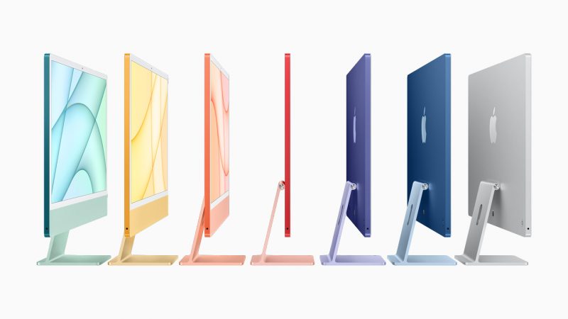 Uuden iMacin seitsemän värivaihtoehtoa.