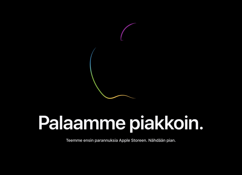Applen verkkokauppa on jälleen sulkeutunut illan julkistusten edellä.