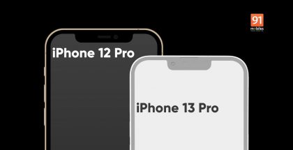 iPhone 13 -malleissa näyttöloven odotetaan kaventuvan selvästi. Kuva: 91mobiles.