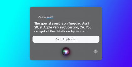 Siri kertoo seuraavan Apple-tilaisuuden olevan ohjelmassa tiistaina 20. huhtikuuta.