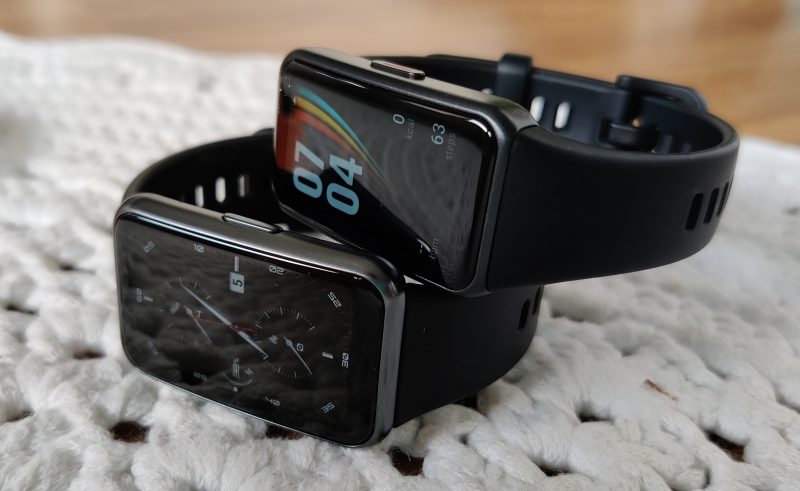 Huawei Watch Fit ja Honor Band 6 ovat ulkoisesti samankaltaisia.
