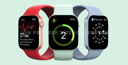Tällaista Apple Watch Series 7:stä odotettiin tasaisemmilla kyljillä ja näyttölasilla. Toteutuuko design Apple Watch Series 8:ssa? Kuva: Jon Prosser / RendersByIan.