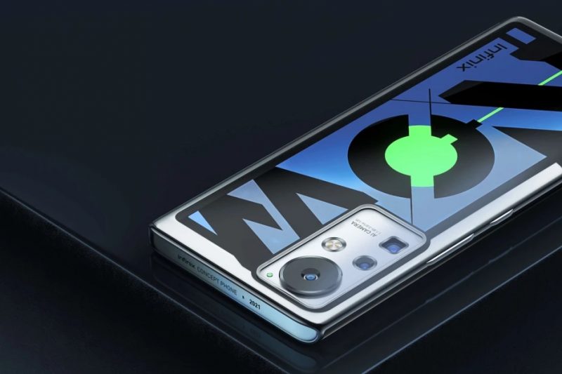 Infinix Concept Phone 2021:n kookas kamera-alue sisältää kolme kameraa.