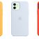 iPhone 12 -puhelinten silikonisuojakuoren uudet värivaihtoehdot: auringonkukka, pilvensininen ja loimuoranssi.