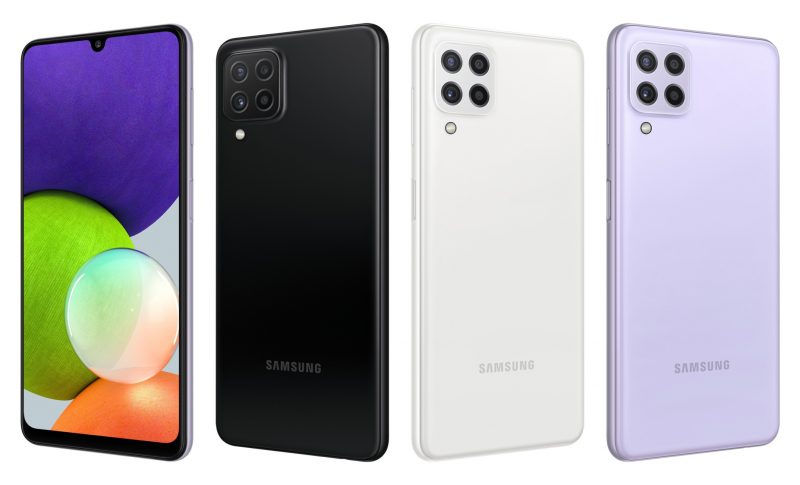 Samsung Galaxy A22 eri väreinä.