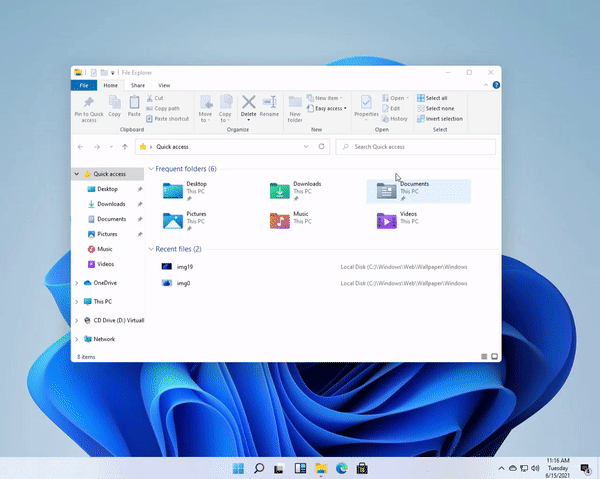 Windows 11 mahdollistaa ikkunan koon ja sijoittamisen ruudulla muuttamisen pikavalinnoilla.