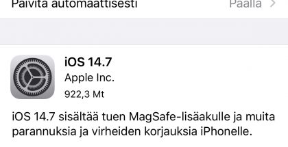 iOS 14.7 on nyt ladattavissa.
