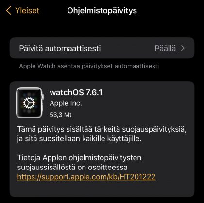 watchOS 7.6.1 on nyt ladattavissa.