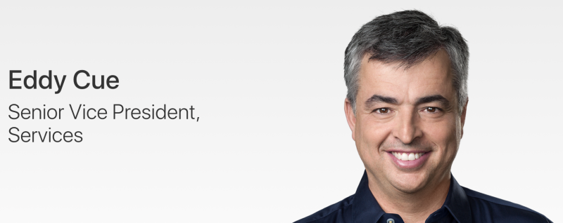 Eddy Cuen titteli lyhyentyi. Hän on nyt Applen palveluista vastaava johtaja.