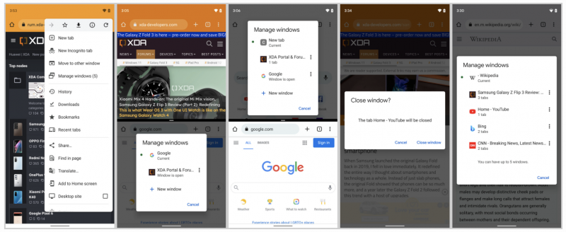 Google Chrome saa tuen erillisille sovellusikkunoille Android 12:ssa. Kuvat: XDA Developers.