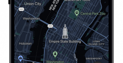 Google Mapsin tumma tila iPhonessa.