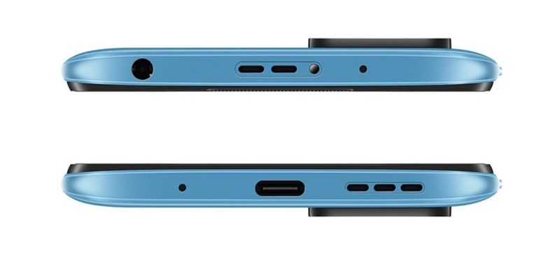 Redmi 10:n yläpäässä on 3,5 millimetrin kuulokeliitäntä ja pohjassa USB-C-portti.