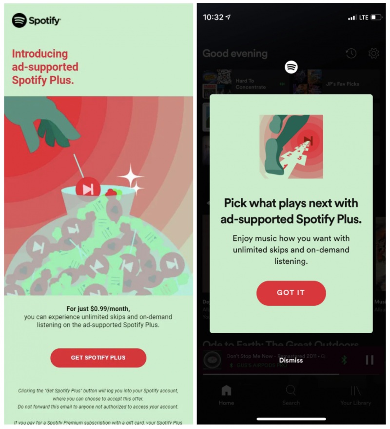 Spotify testaa Plus-tilausmuotoa. Kuvat: The Verge.