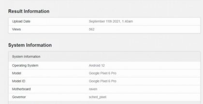 Google Pixel 6 Pro GeekBench-tietokannassa.